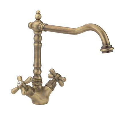 French Classic Mono Sink Mixer Antique Brass Plated Kitchen Taps