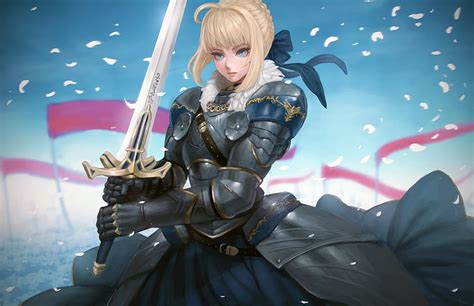 Anime Saber Fatezero Sword Blonde Anime Girls Hd Wallpaper
