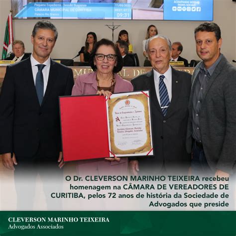 O Dr Cleverson Marinho Teixeira Recebeu Homenagem Na CÂmara De Vereadores De Curitiba Pelos 72
