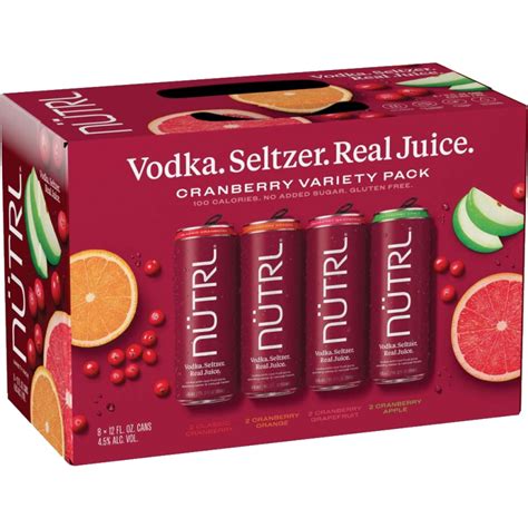 Nutrl Vodka Seltzer Cranberry Variety 8 Pack GABA