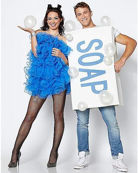 1 soap bar costume, 1 loofah costume, and 10 clear balloons. Adult Soap and Loofah Couples Costume - Spencer's #ad# ...