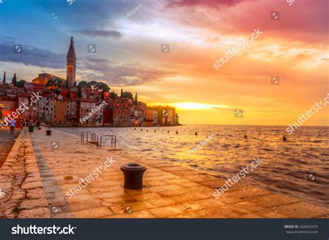 Beautiful Sunset Rovinj Adriatic Sea Coast Stock Photo 264052472