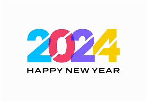 Premium Vector 2024 Happy New Year Number Text Overlapping Color