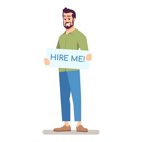 Jobseeker Flat Vector Character Vacancy Candidate Job Applicant