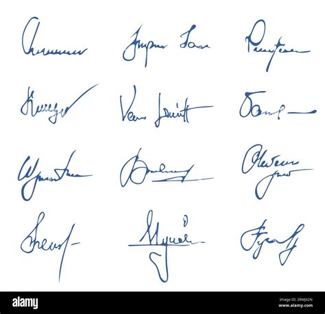 Autographs Collection Doodle Handwritten Letters Sketchy Signatures