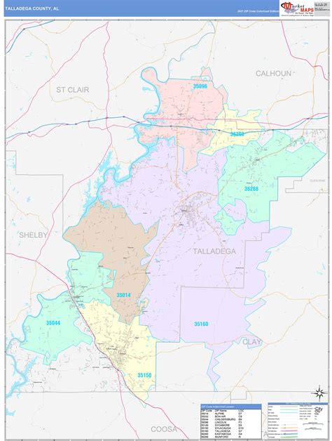 Talladega County Al Wall Map Color Cast Style By Marketmaps