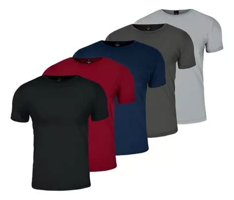 Kit 5 Camiseta Masculinas Lisa Básica Slim Fit Academia