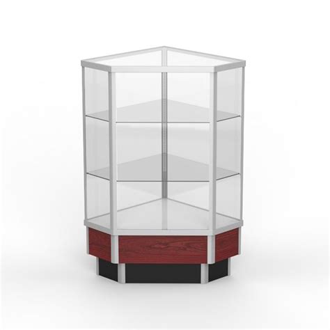 Corner Display Case With Adjustable Glass Shelves Subastral