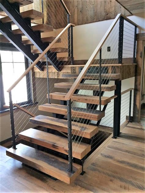 Double Beam Staircase With Cable Railing System Finelli Ironworks