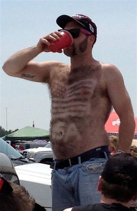 Patriotic Chest Hair Lets Hear It For Red White And Blue Redneck 4th