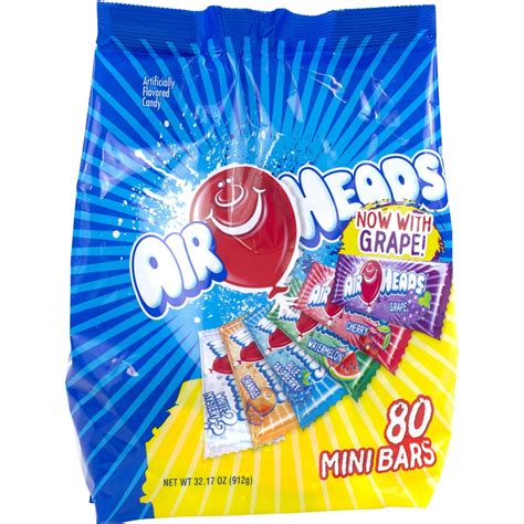 Airheads Assorted Fruity Mini Chewy Candy Bar 321 Oz 80 Ct