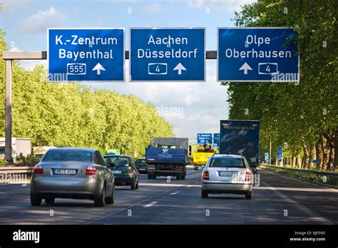 Traffic And Cars Driving On A German Autobahn Motorway In Central