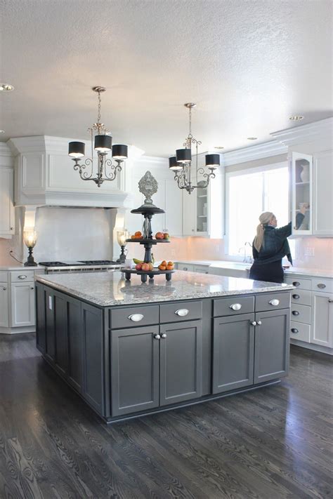 Gray cabinets lights floors light counters kitchen design. Staining hardwood floors gray | Kitchen design, Home ...