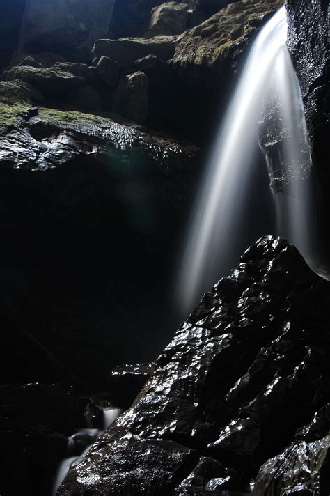 Waterfall Inside A Cave
