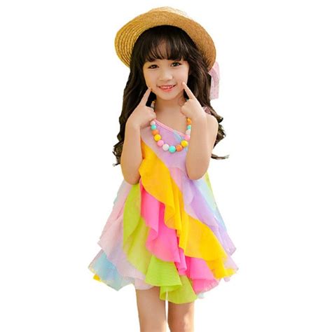 Cool Summer Kids Girls Dresses Candy Colors Sleeveless