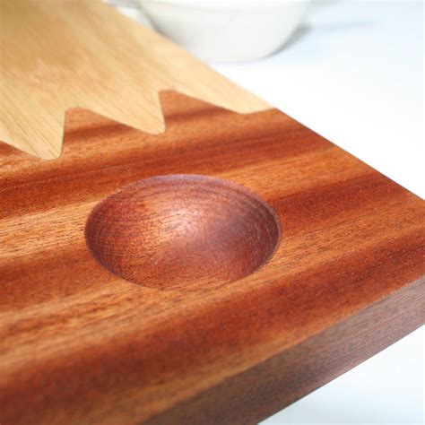 Solid Oak Serving Platter Board And Dipping Bowl By Wood Paper Scissors