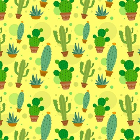 Free Vector Colorful Cactus Pattern
