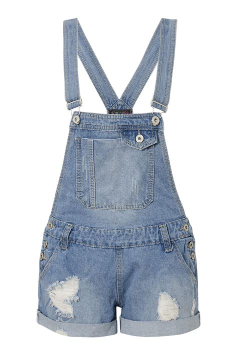New Womens Ladies Denim Dungarees Ripped Multi Coloured Skirt Casual