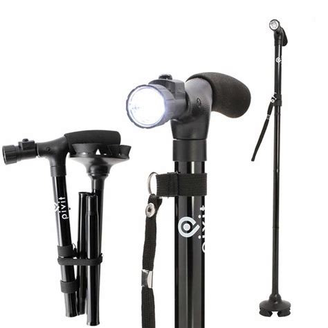 9 Pivit Adjustable Folding Walking Cane With Led Flashlight Led