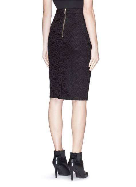 Givenchy Bonded Lace Pencil Skirt In Black Lyst