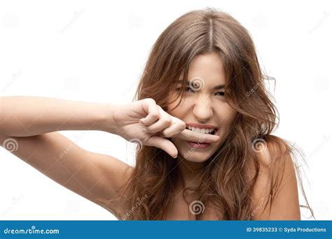 Woman Biting Her Finger Stock Image Image Of Loss Face 39835233