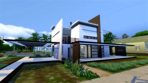 Houses and lots, residential lots tagged with: The Sims 4 Modern House NO CC - Modegant restyle - YouTube