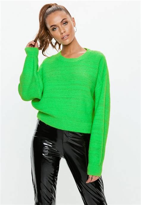 Lime Green Crew Neck Sweater Sweaters For Women Crew Neck Sweater
