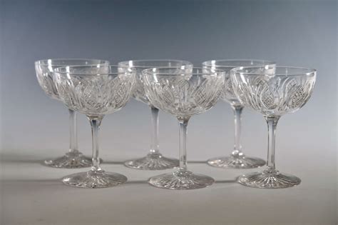 Set Of Six Champagne Glasses English C1870 In Antique Wine Glasses