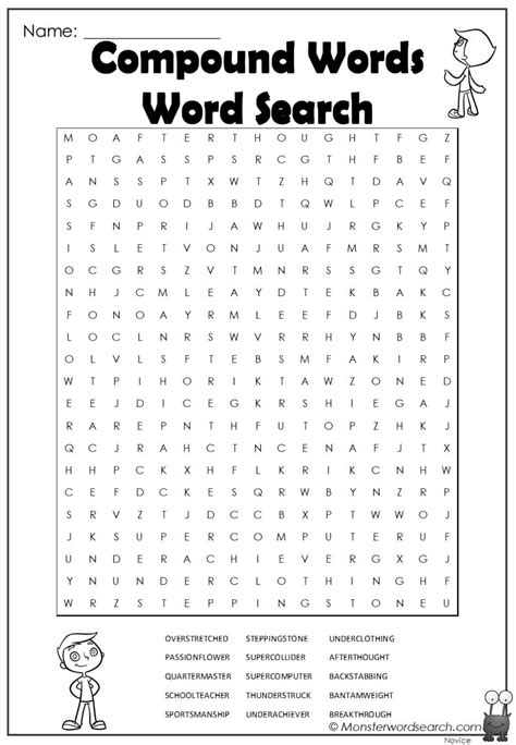 Compound Words Word Search Monster Word Search