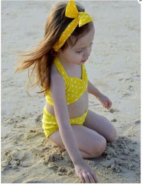 Yellow Toddler Cute Girls Kids Polka Dot Comfortable Swimwear Bikini
