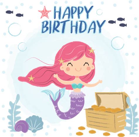 (the font looks a lot like garlic butter). Cute mermaid under the sea for birthday greeting card ...
