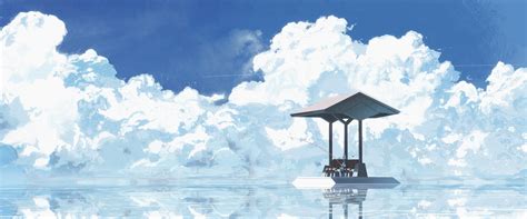 Artwork Digital Art Clouds Fishing Anime 1920x800 Wallpaper