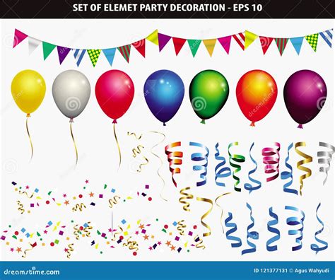 Set Of Element Party Decoration Stock Illustration Illustration Of