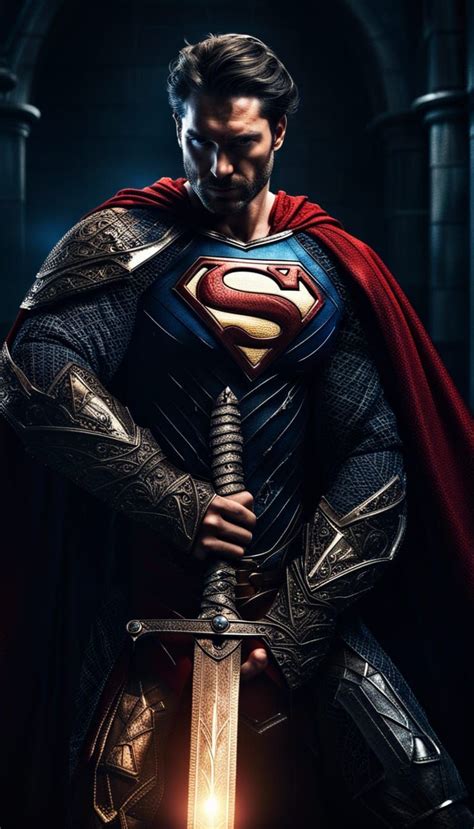 Medieval Superman With Magical Sword And Armour Ai Generated Artwork