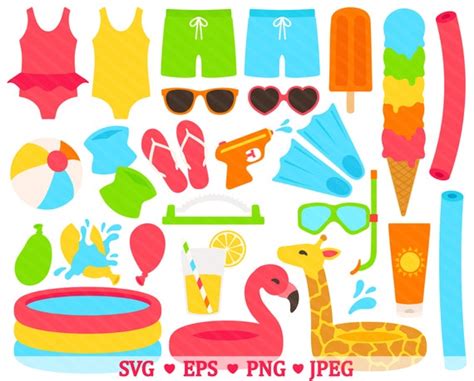 Summer Pool Party Svg Clipart Ice Cream Popsicle Summer Fun Etsy