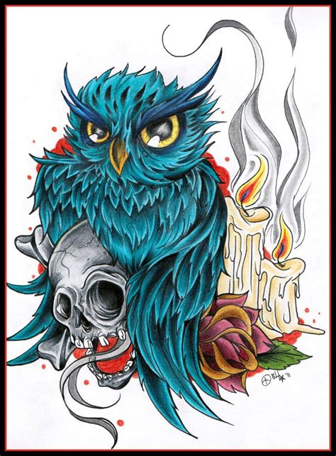 Pin By Brad Simpson On New School Owl Tattoo Design Colorful Owl