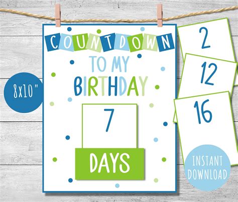 Birthday Countdown Calendar Printable Diy Kids Countdown Sign