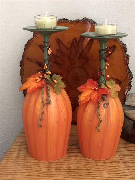 Wine Glass Pumpkins Fall Halloween Crafts Fall Pumpkin Crafts Fall Decor Diy Crafts