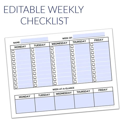 Editable Weekly Checklist My Joy Filled Life