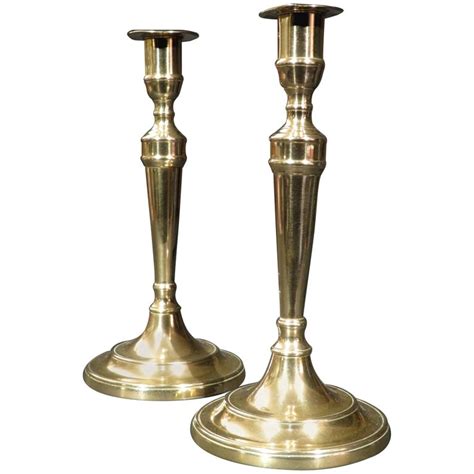 Pair Of 18th Century Georgian Bell Metal Candlesticks England Circa