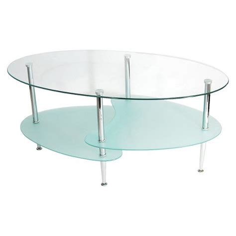 Pair glass table tops with distressed wood for a shabby chic appearance. Glass Oval Living Room Metal Coffee Table - Saracina Home ...