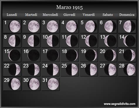 Calendario Lunare Marzo 1915 Fasi Lunari Calendario Lunare