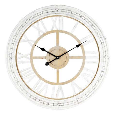 73cm Distressed White Hamptons Wall Clock By Temple And Webster Style