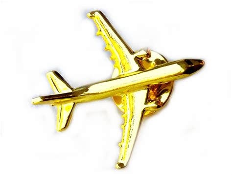 A320 Shaped Lapel Pin Brooch Gold For Pilots Pilot Fly High