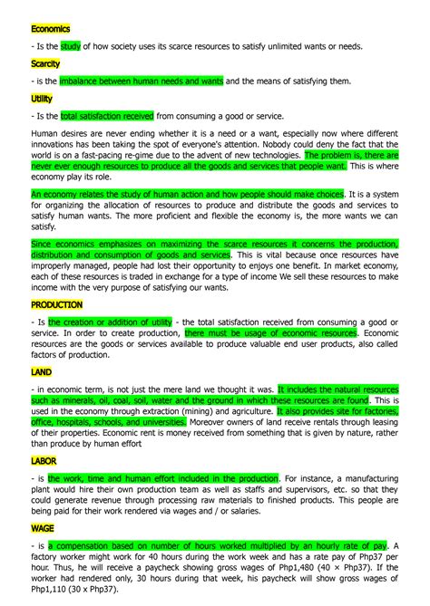 Econ1 - the study of how society uses its scarce resources to satisfy