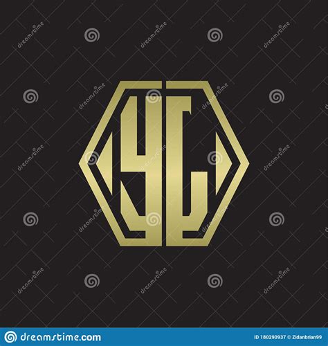Yl Logo Monogram With Hexagon Line Rounded Design Template With Gold