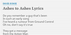 "ASHES TO ASHES" LYRICS by DAVID BOWIE: Do you remember a...