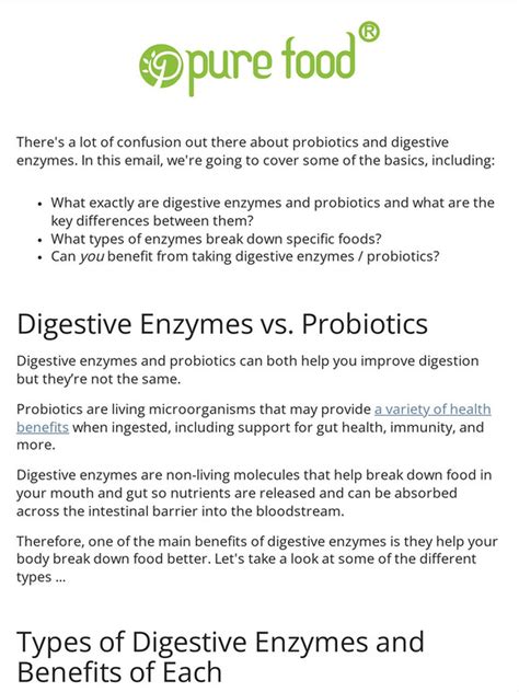 Pure Food Company Probiotics Vs Digestive Enzymes Whats The