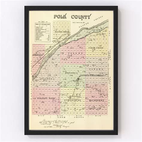 Vintage Map Of Polk County Nebraska 1885 By Teds Vintage Art