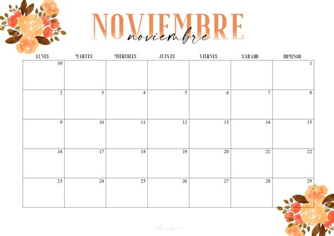 Calendario Noviembre Noviembre Calendario Plantilla De Calendario